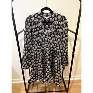 Anna Cate Blue Blockprint Mini Dress size L large